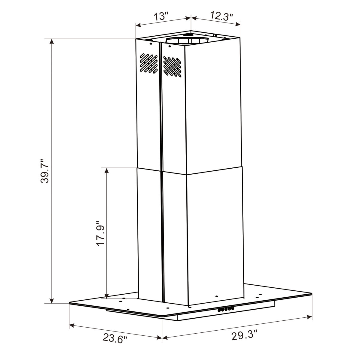 Winflo 30" 475 CFM Convertible Island Range Hood in Stainless Steel